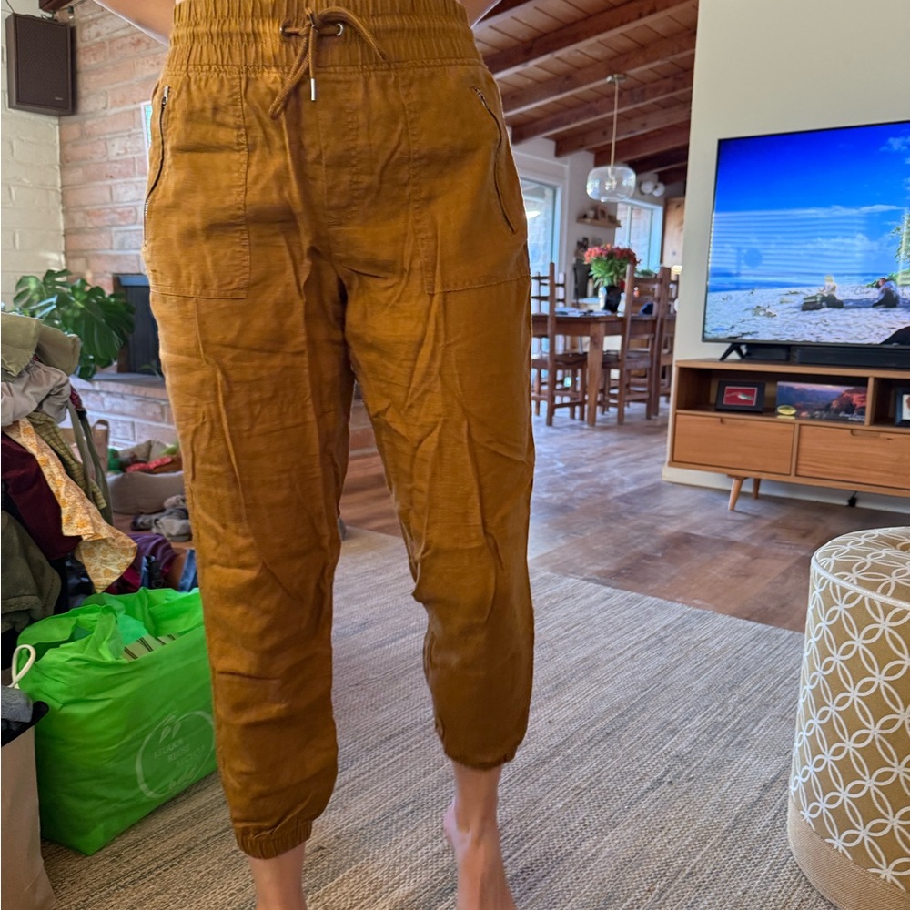 Athleta - 100% Linen Casual Brown Jogger Pants - Size 12